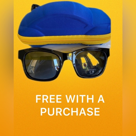 Cars Other - Black kids Sunglasses with Blue and Yellow Car Case NWOT